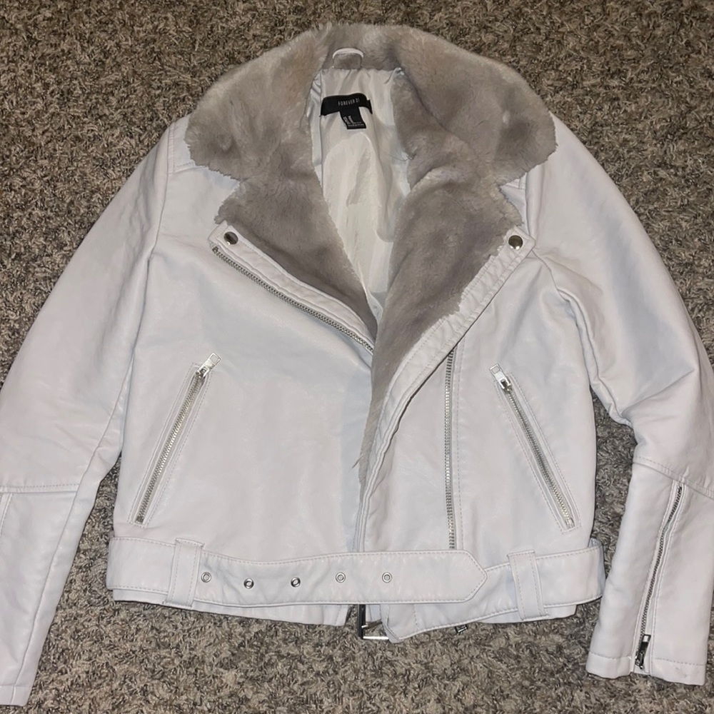 Leather Jacket with fur collar